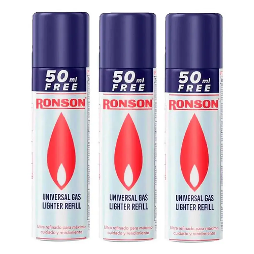 Pack 3 unidades Gas Butano Ronson 300ml Ultrarefinado