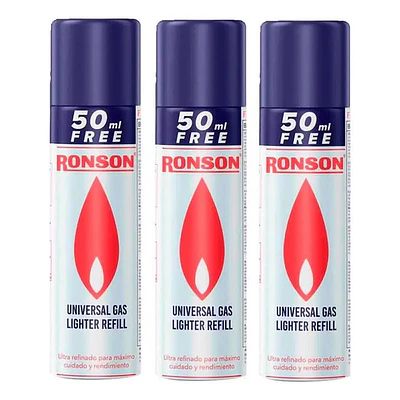 Pack 3 unidades Gas Butano Ronson 300ml Ultrarefinado