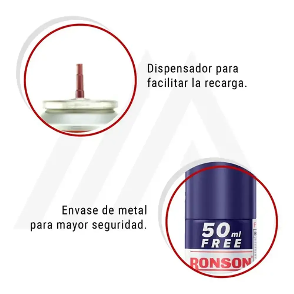 Pack 3 unidades Gas Butano Ronson 300ml Ultrarefinado