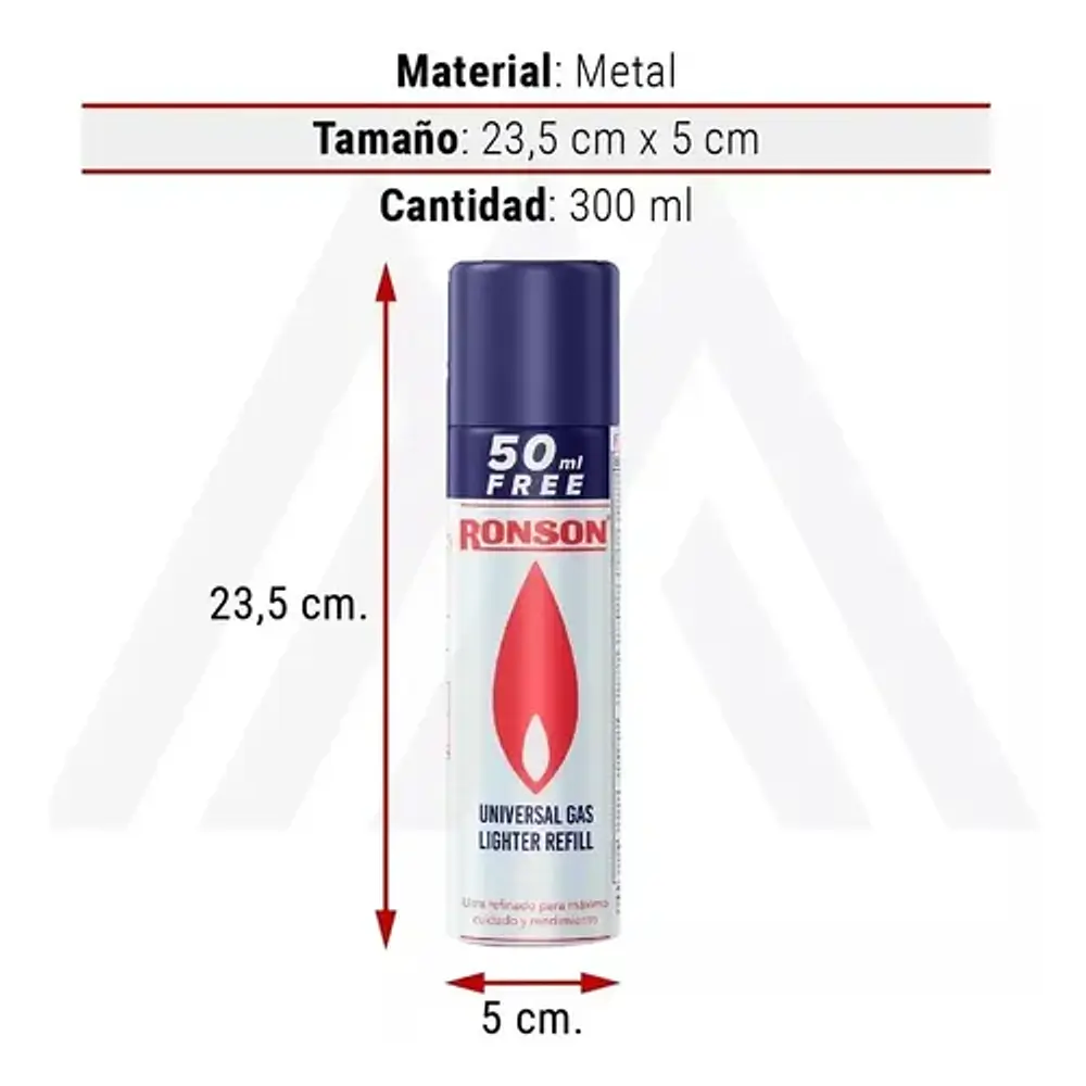 Pack 3 unidades Gas Butano Ronson 300ml Ultrarefinado