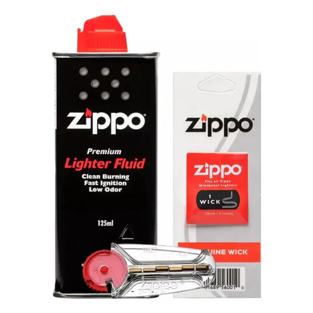 Kit Zippo Bencina Encendedor 125ml + 1 Mecha + 6 Piedras