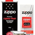 Kit Zippo Bencina Encendedor 125ml + 1 Mecha + 6 Piedras