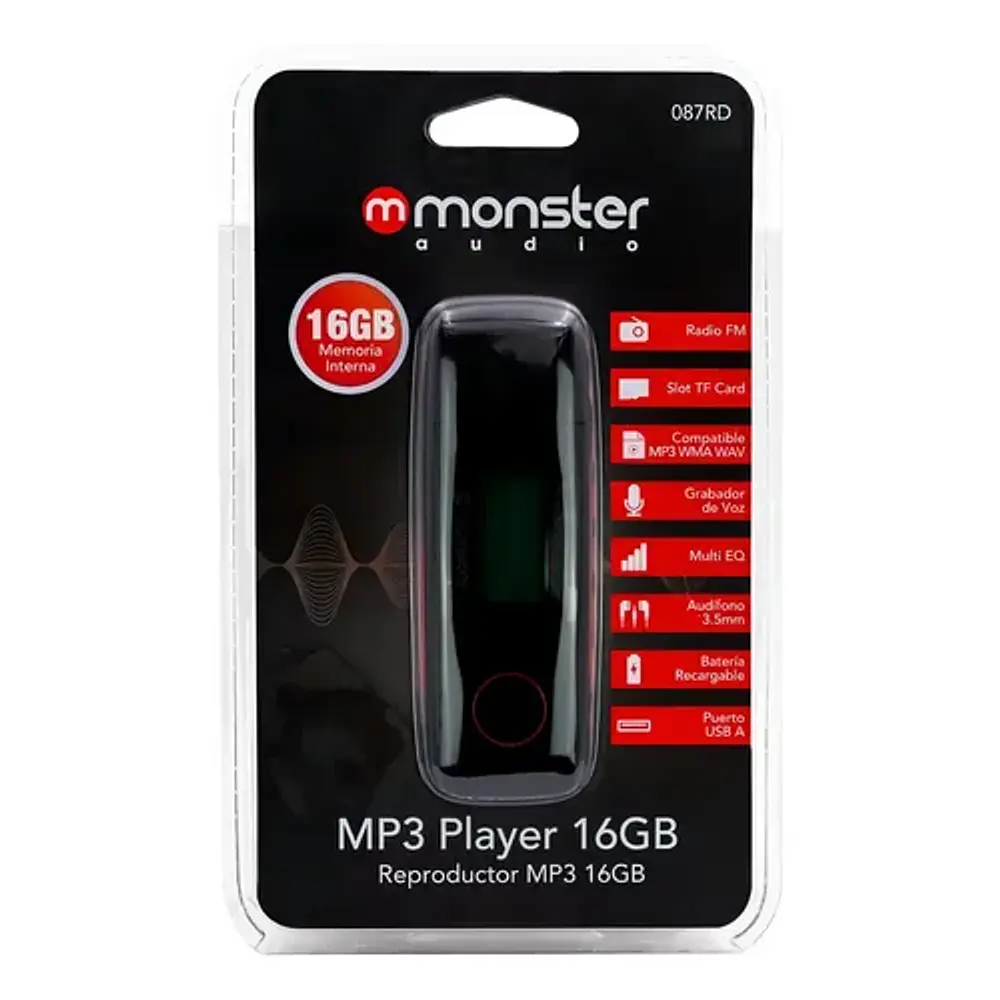 Reproductor Mp3 16gb Memoria Expandible Negro
