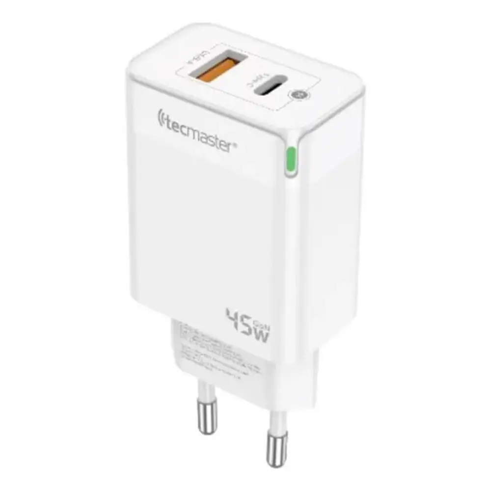 Cargador doble Puerto Tipo C y Usb 45W Rápido Gan