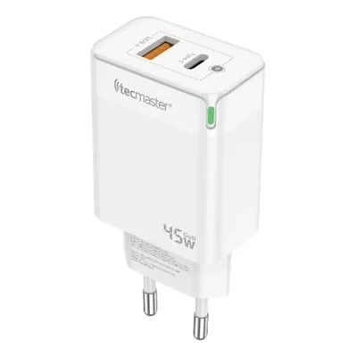 Cargador doble Puerto Tipo C y Usb 45W Rápido Gan