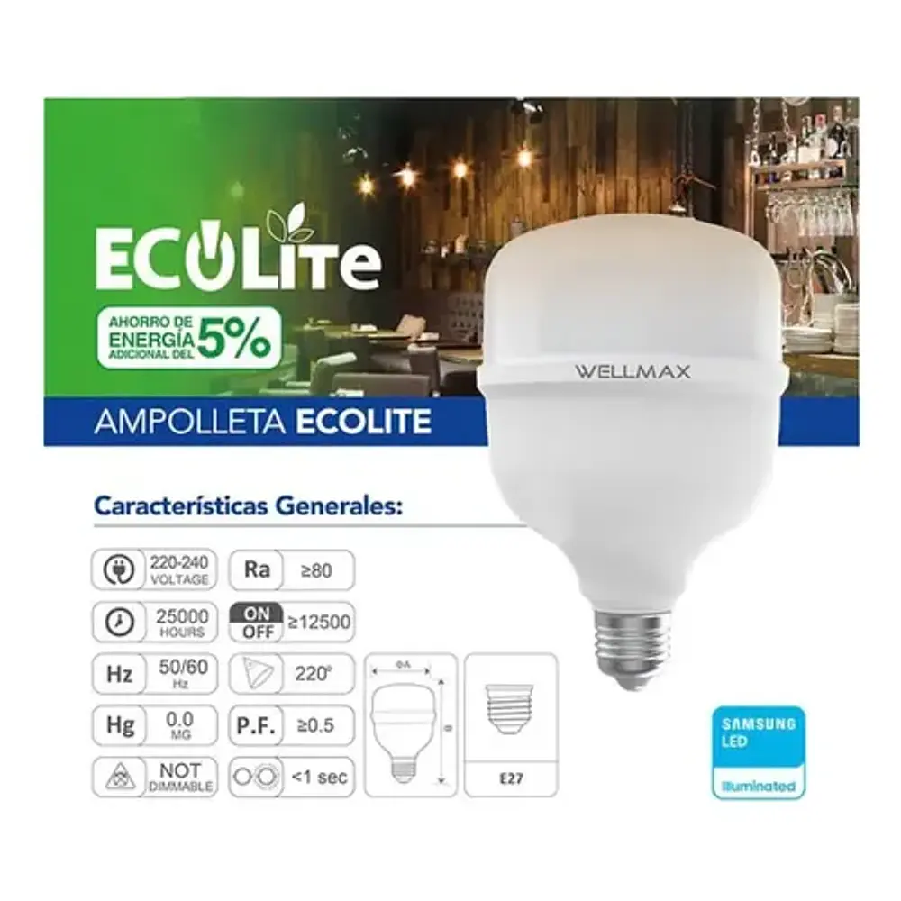 Ampolleta Led 48w Wellmax Blanco Frio 