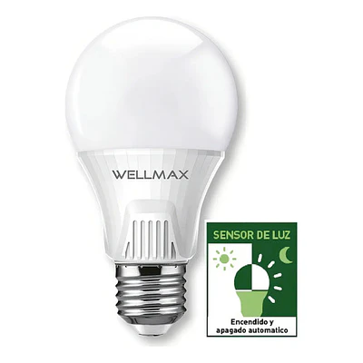Ampolleta Led 9w E27 Luz Fría Con Sensor Crepuscular Blanco Frío