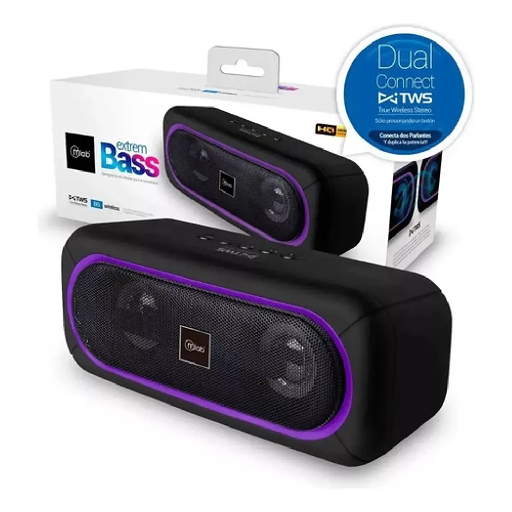 Parlante Portátil Bluetooth Extrem Bass Tws Mlab - Negro