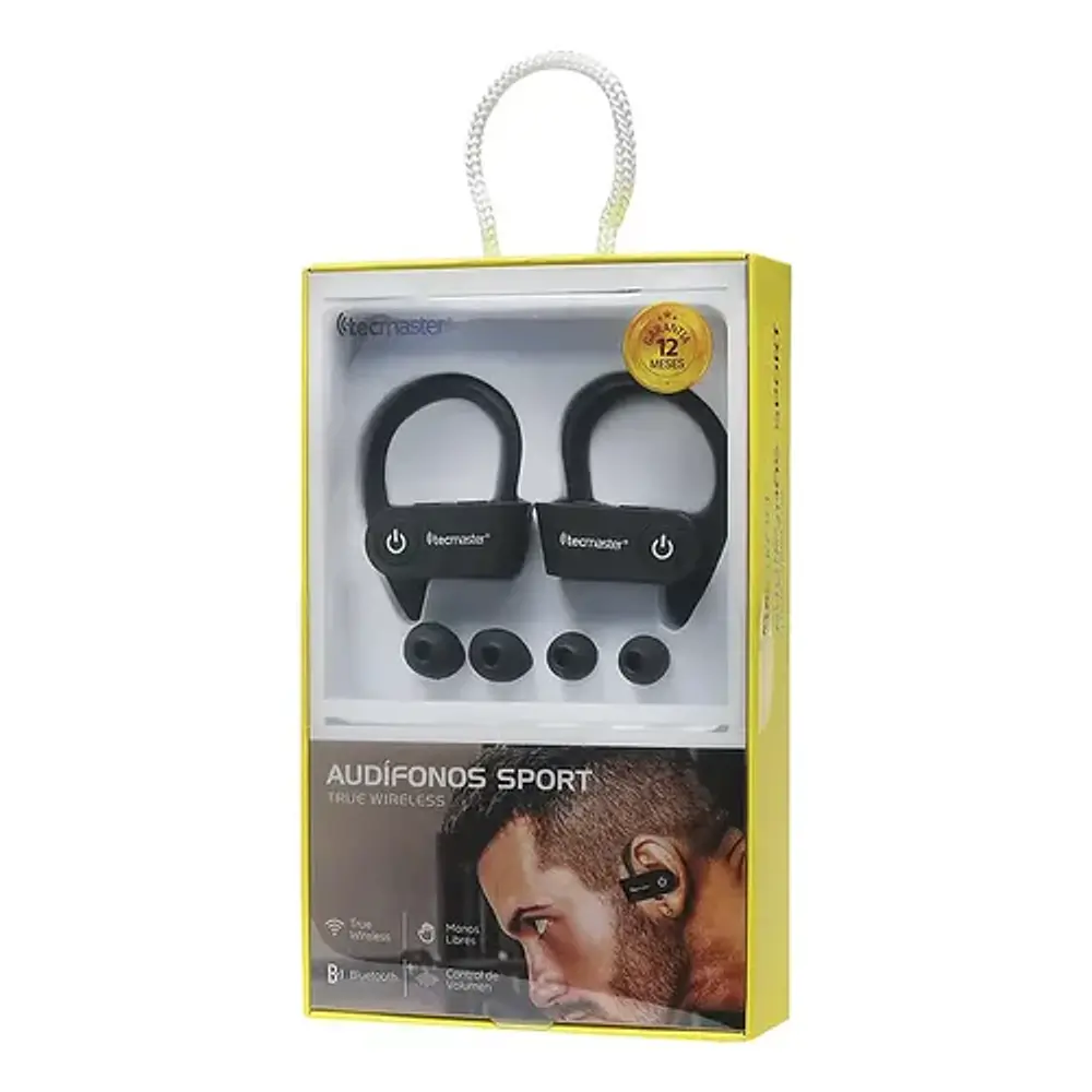Audifonos Sport True Wireless Tws Negro Tecmaster