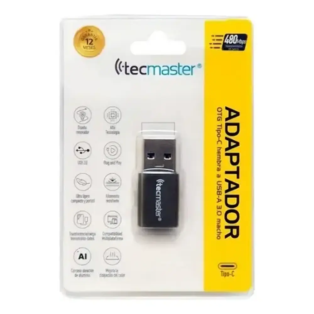 Adaptador Otg Usb 3.0 Tipo C Hembra A Usb-a Macho Plateado