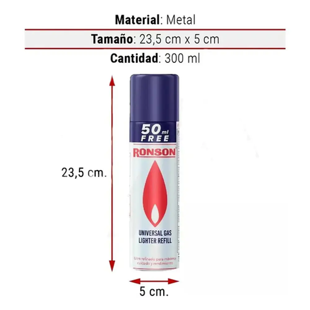 Gas Butano 300 Ml Encendedores, Chisperos, Sopletes Ronson