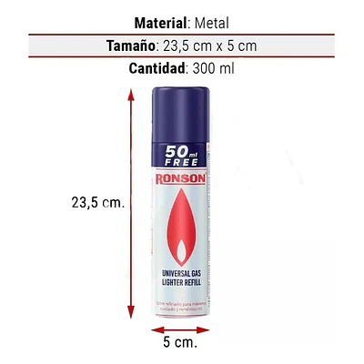 Gas Butano 300 Ml Encendedores, Chisperos, Sopletes Ronson
