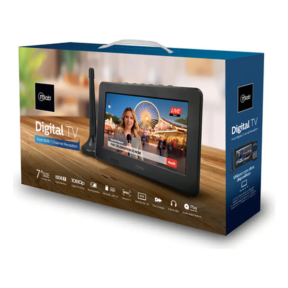 Televisor Color Digital Portatil 7 Pulgadas Mlab Recargable