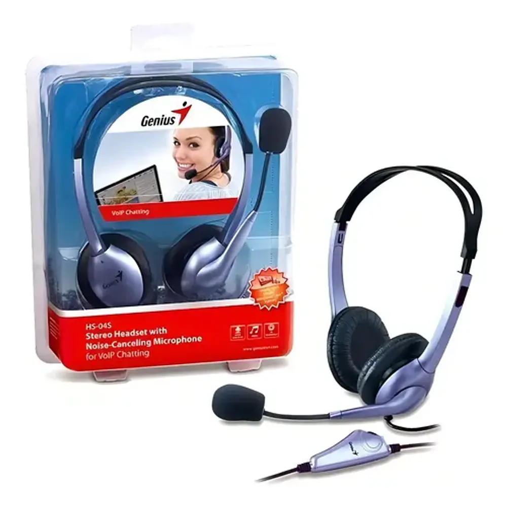 Auriculares Genius On-ear Con Micrófono Y Control De Volumen Azul Genius