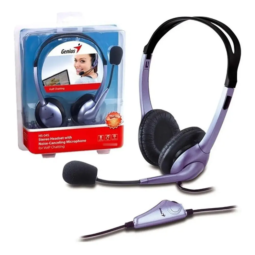 Auriculares Genius On-ear Con Micrófono Y Control De Volumen Azul Genius
