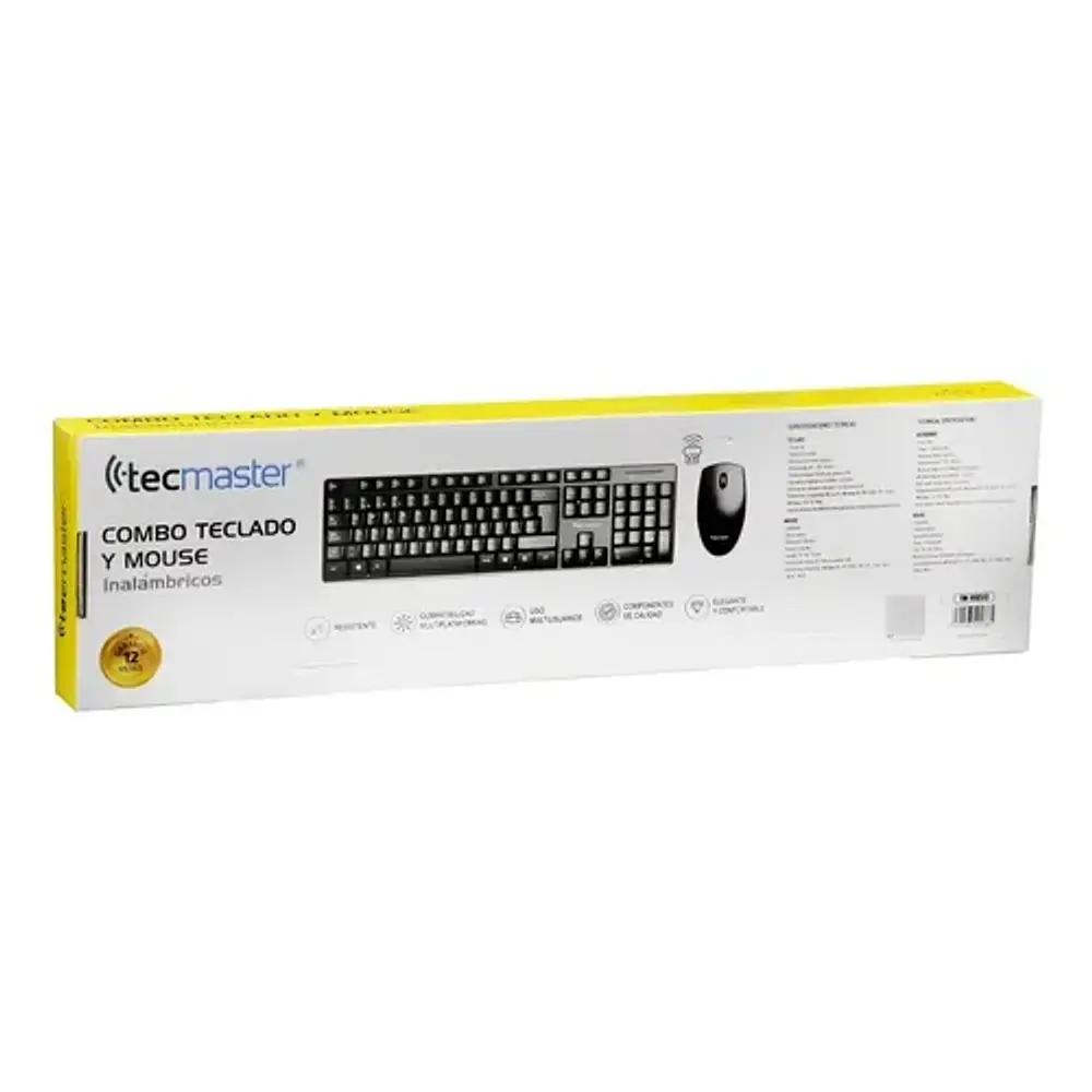 Kit Teclado y Mouse Inalambrico Multimedia TM-100512 Negro Tecmaster