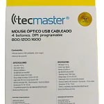 Tecmaster Mouse Alambrico 4 Botones Programable Negro