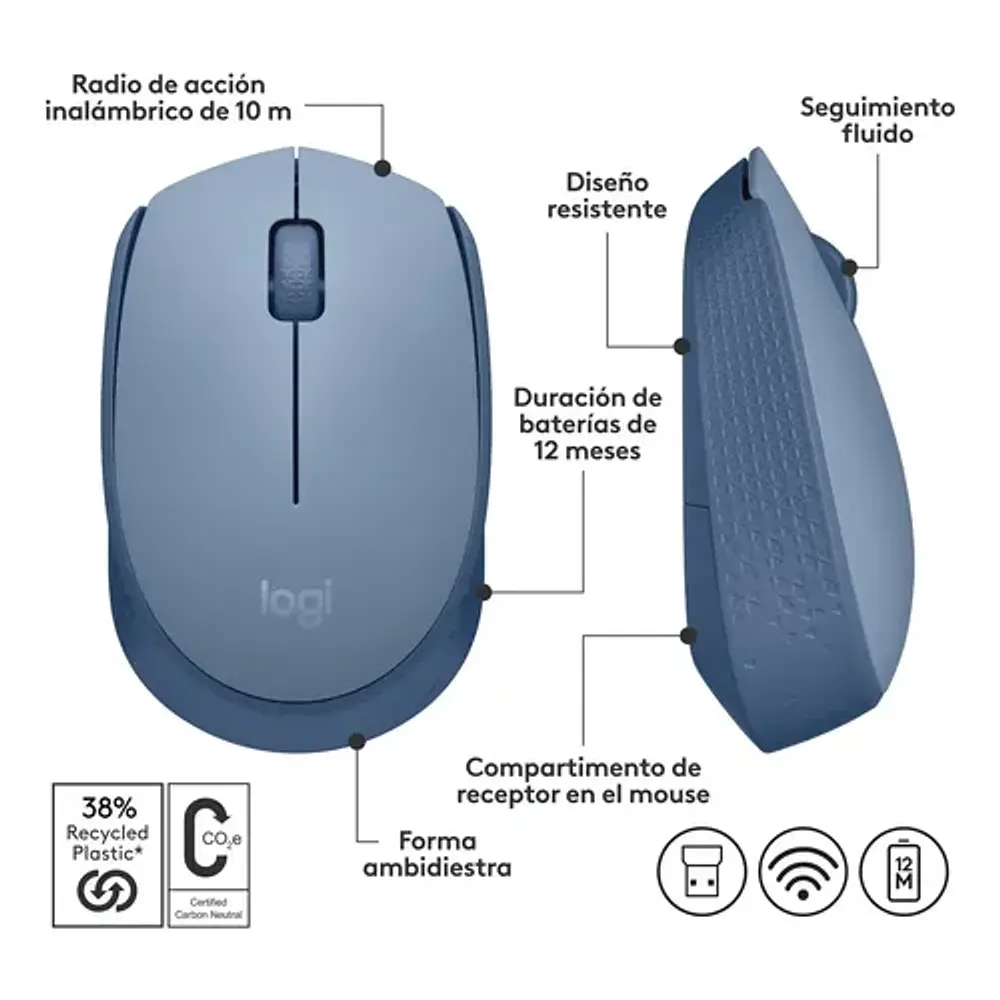 Mouse Inalambrico M170 Blue/Gray Logitech