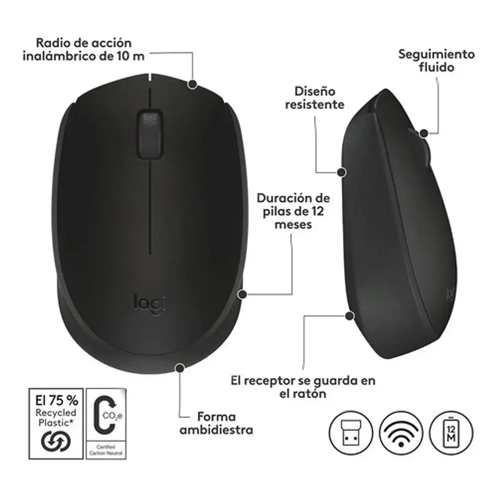 Mouse Inalambrico M170 Negro Logitech