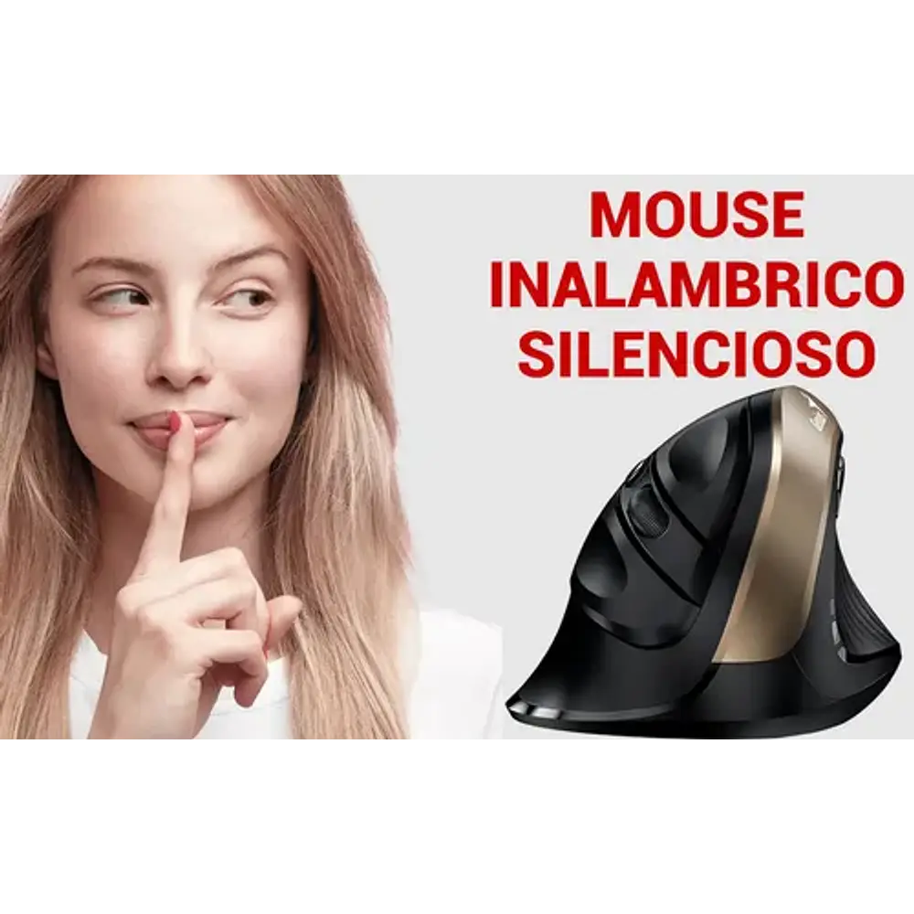 Mouse Vertical Inalámbrico Ergonómico Dorado Genius