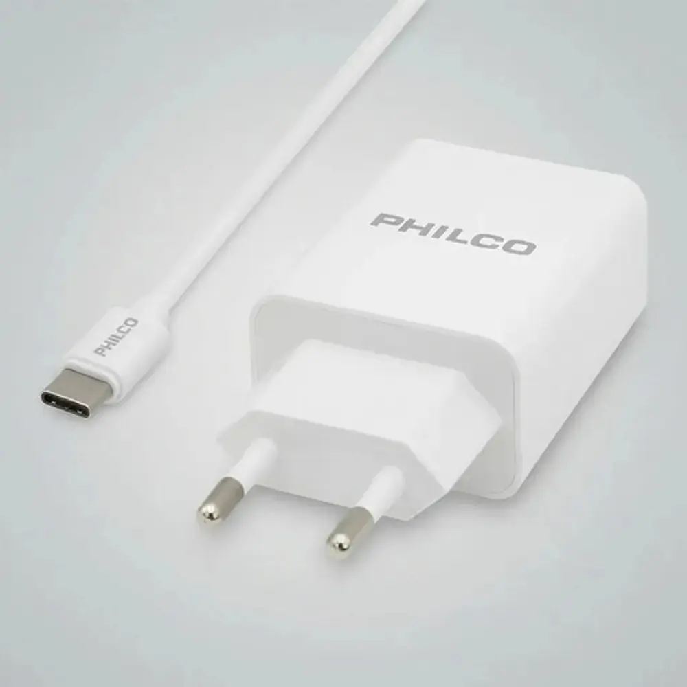 Cargador de celular 2.1 Doble Usb /cable Tipo C Philco 