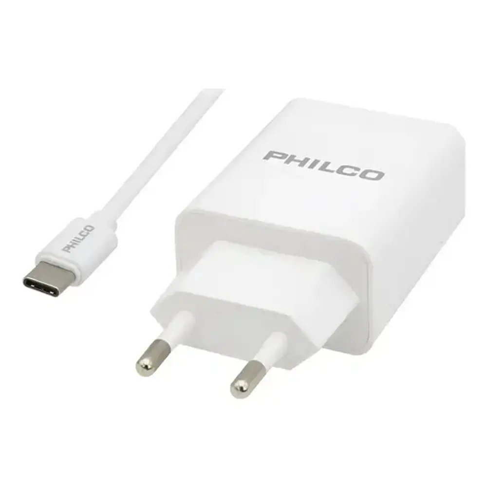 Cargador de celular 2.1 Doble Usb /cable Tipo C Philco 