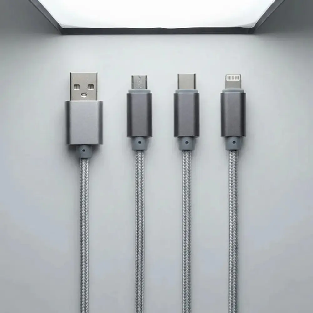 Cable de carga Rapida Philco 3 En 1 Color Gris Plateado