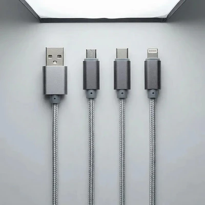 Cable de carga Rapida Philco 3 En 1 Color Gris Plateado