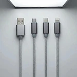 Cable de carga Rapida Philco 3 En 1 Color Gris Plateado