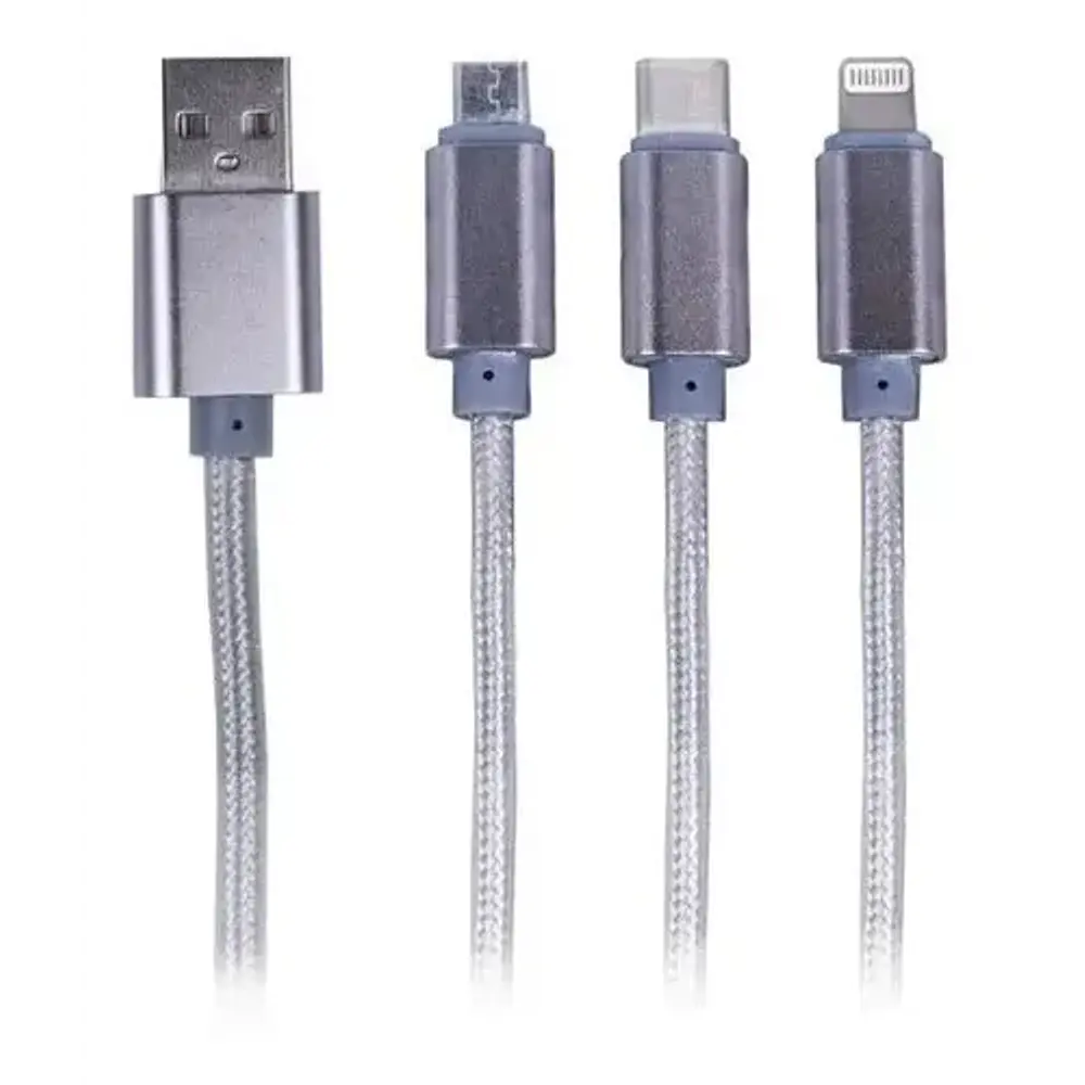 Cable de carga Rapida Philco 3 En 1 Color Gris Plateado