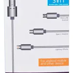 Cable de carga Rapida Philco 3 En 1 Color Gris Plateado