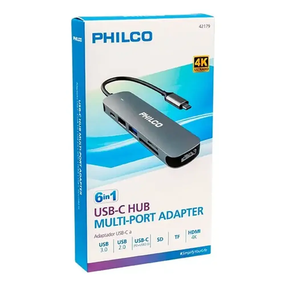 Adaptador multipuerto Usb-c Fj Plateado Philco