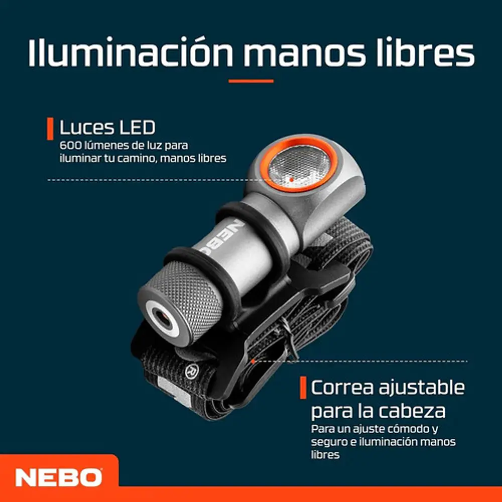 Linterna Frontal Recargable Einstein 600+ Lúmenes Nebo