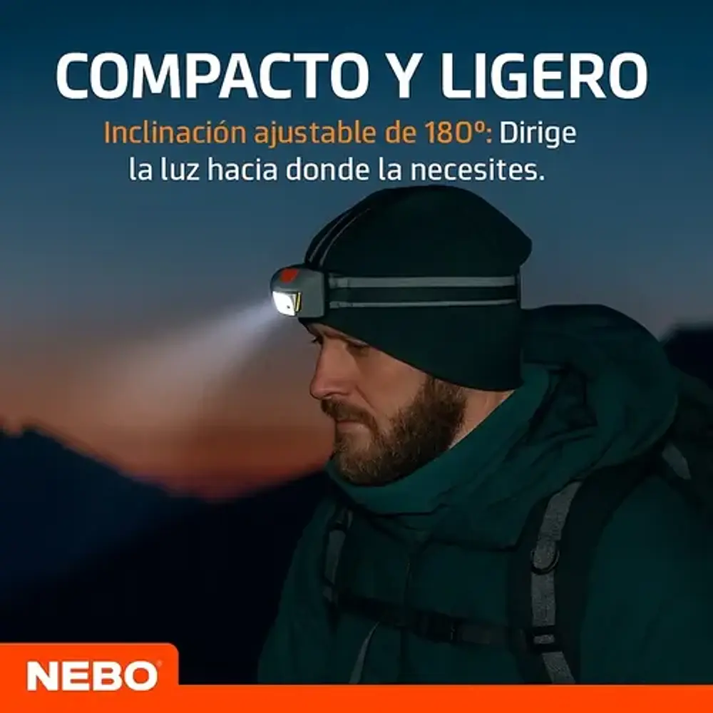 Linterna Frontal Pilas/recargable Einstein Duo 400 Lúmenes Nebo