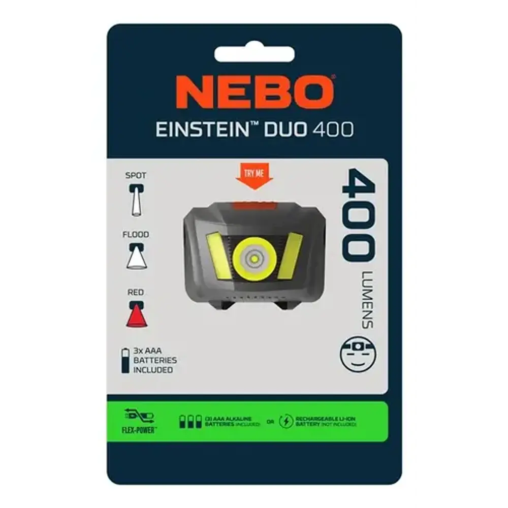 Linterna Frontal Pilas/recargable Einstein Duo 400 Lúmenes Nebo