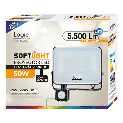 Foco Proyector Led Softlight 50w 6500k 5.500 Lúmenes con sensor Logic