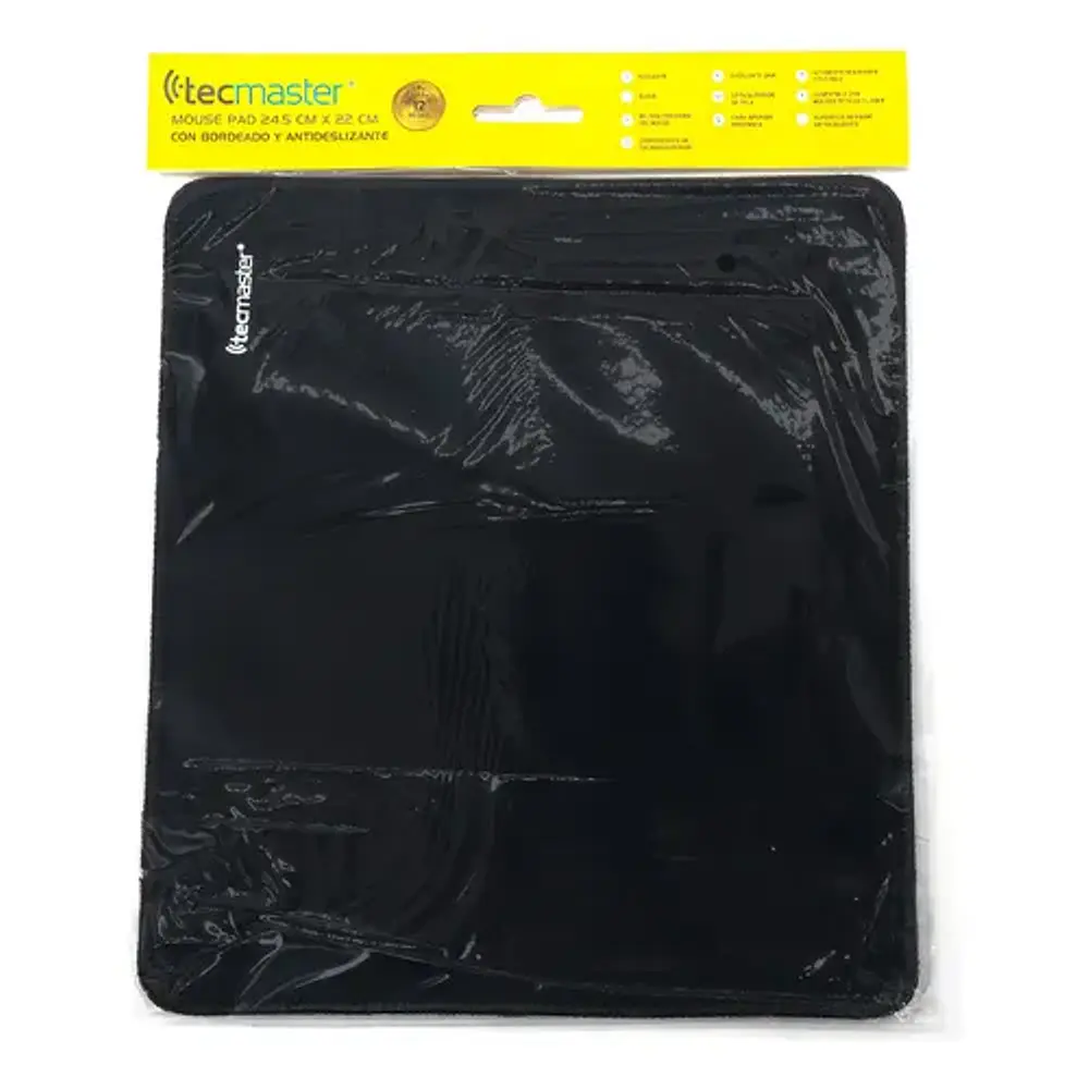 Mouse Pad Antideslizante Tela Negro 24.5x22 Cm Costuras Resistentes