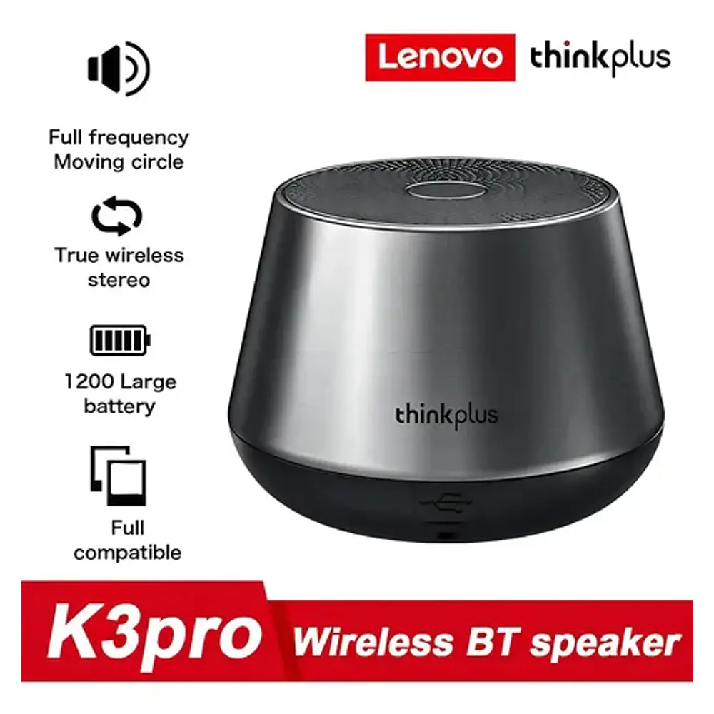 Parlante Redondo portátil K3 Pro Think Plus Bluetooth 5.0 Gris