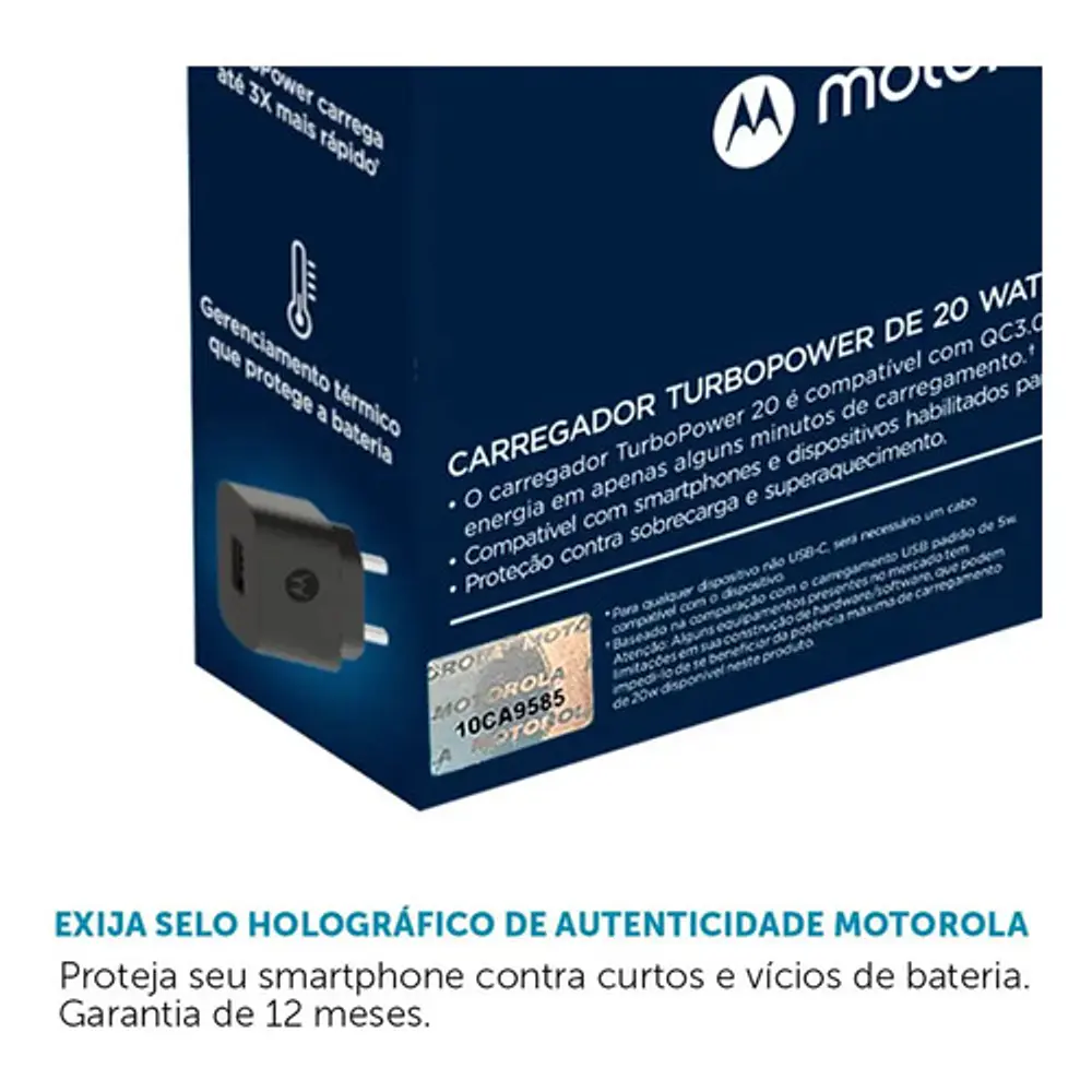 Cargador Turbo One 20w Negro Motorola