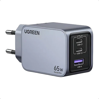 Cargador Ultra Rápido 3 En 1 Nexode Pro Gan 65w Green