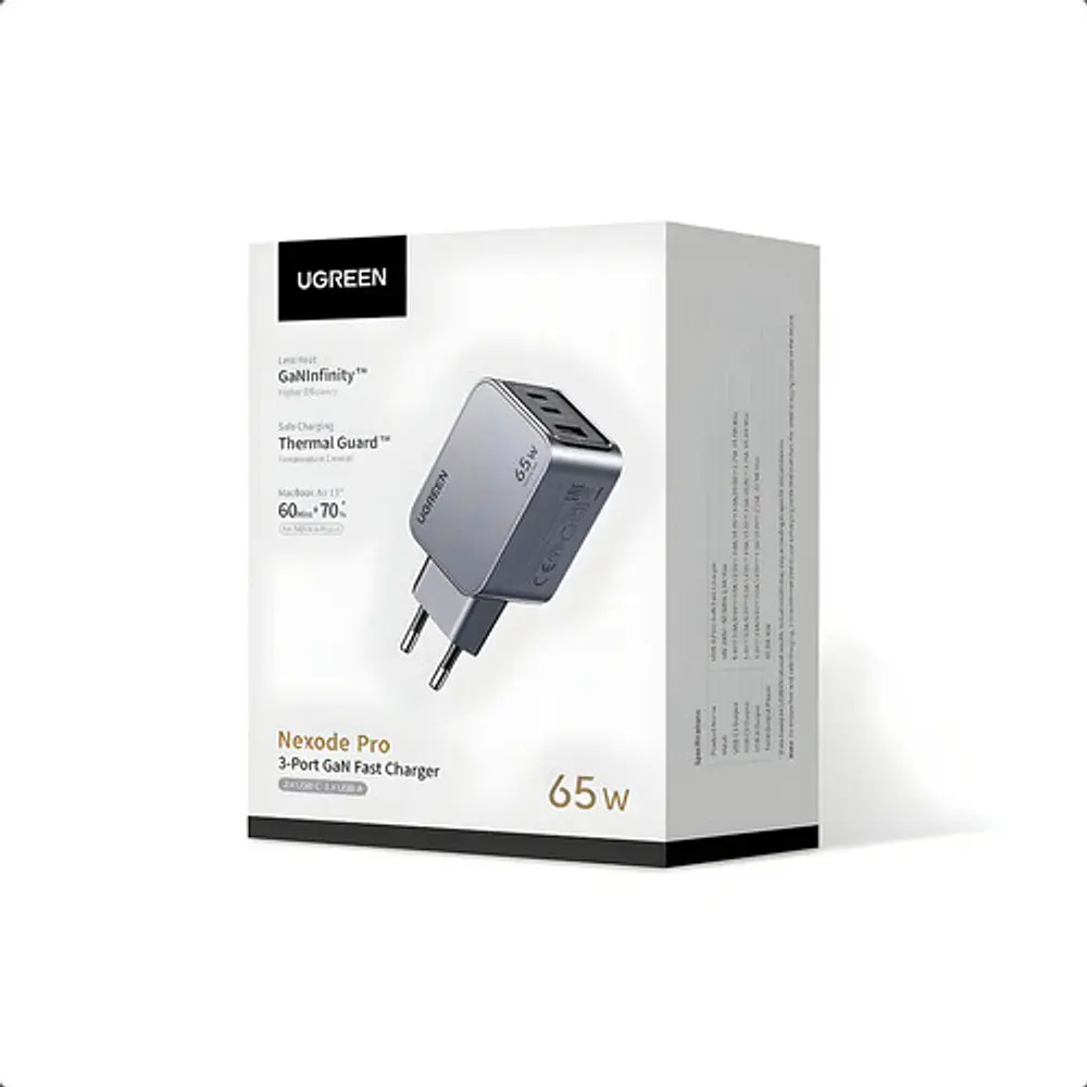 Cargador Ultra Rápido 3 En 1 Nexode Pro Gan 65w Green