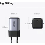 Cargador Mini Usb-c 30w Nexode Gan Tech Pd Gris Ugreen