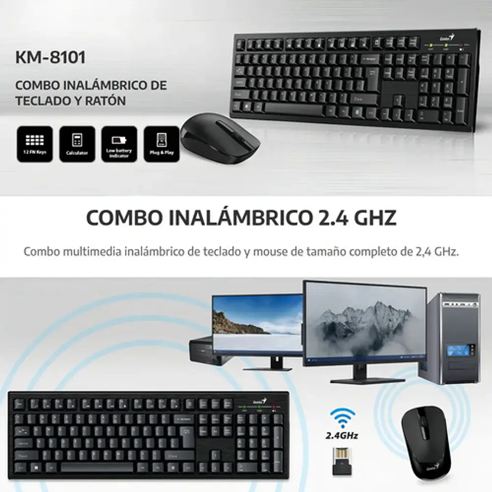 Combo Teclado y Mouse Inalámbrico Km-8101 Genius
