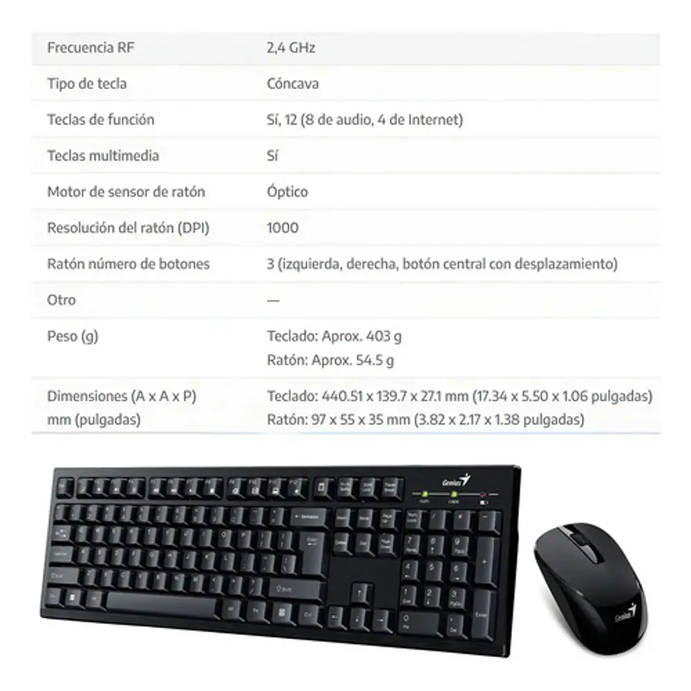 Combo Teclado y Mouse Inalámbrico Km-8101 Genius