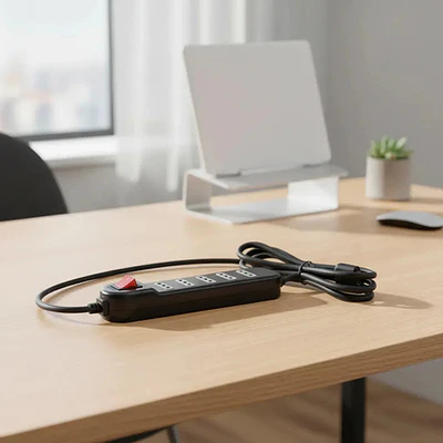 Alargador 3 metros con Switch 5 Posiciones Certificación SEC Negro 