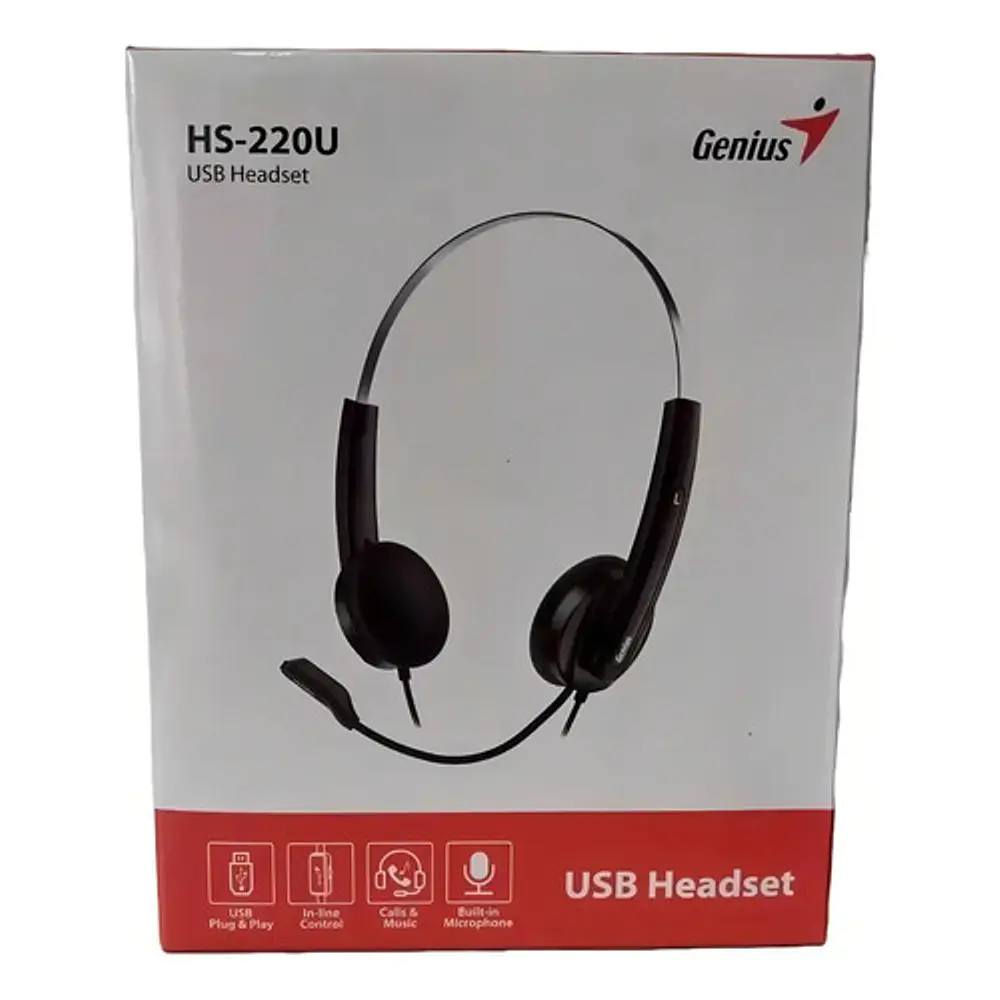 Diadema Audifono Balaca Microfono Call Center Genius Hs-220u Negro