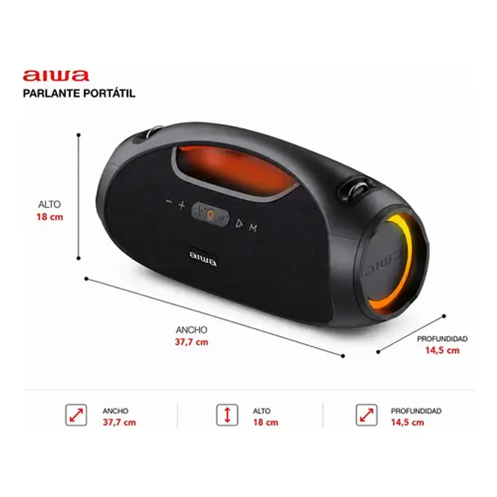 Parlante Bluetooth Ipx6 Con Tws 60w Aw-s244bt Negro Aiwa