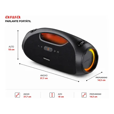 Parlante Bluetooth Ipx6 Con Tws 60w Aw-s244bt Negro Aiwa