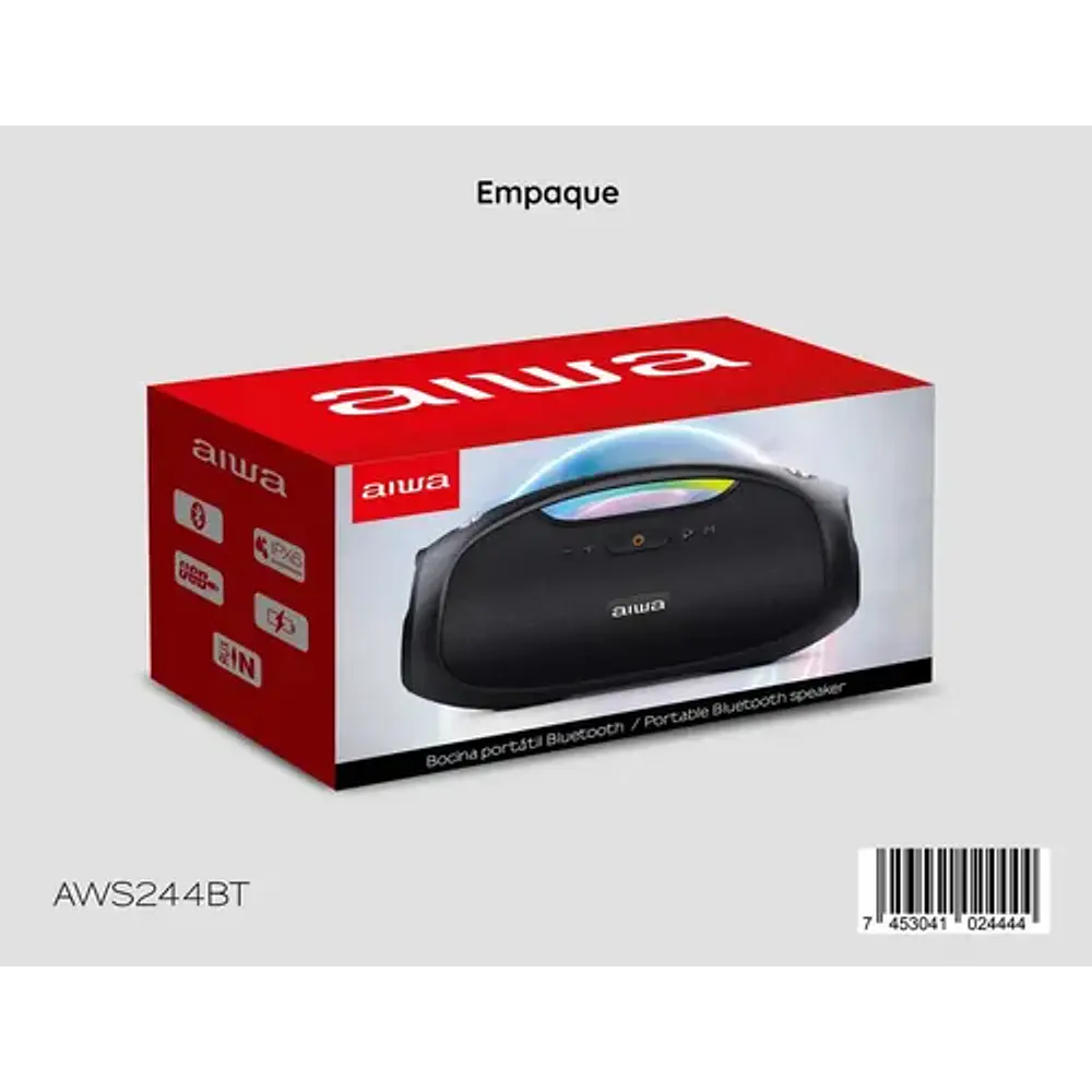 Parlante Bluetooth Ipx6 Con Tws 60w Aw-s244bt Negro Aiwa