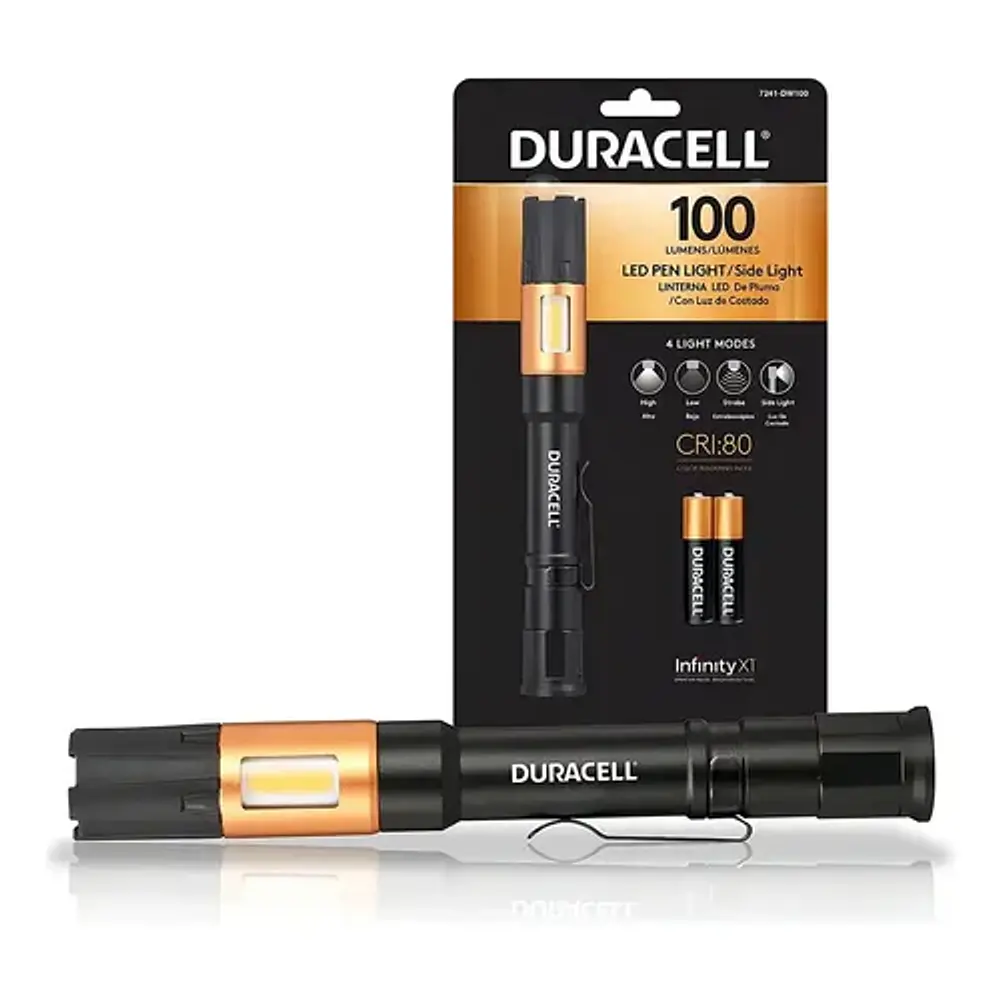 Linterna Led Lapicera Duracell 100lm 2aaa - Rex - Negro